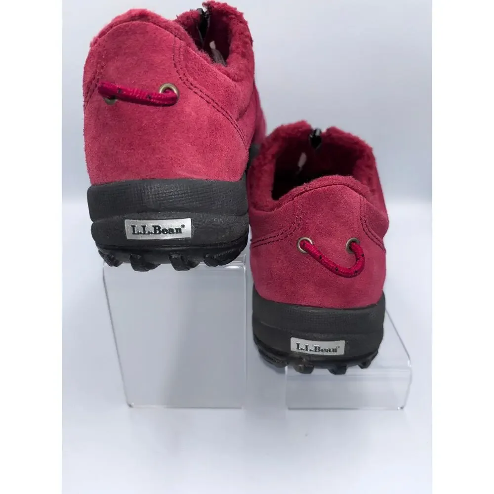 L.L.Bean Athletic Shoes Women's Red Suede Sherpa Lined Zip Slip On 8.5 M
